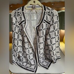 Chico's White and Black Mesh Embellished Blazer